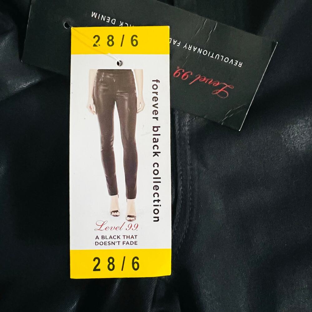 Anthropologie Level 99 Coated Mid Rise Skinny Jeans Size 28 NWT Black - Picture 6 of 12